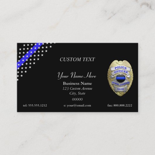Thin Blue Line Custom Patch en Badge Visitekaartje (Voorkant)