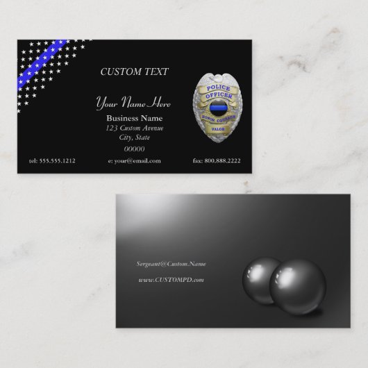 Thin Blue Line Custom Patch en Badge Visitekaartje (Voorkant / Achterkant)