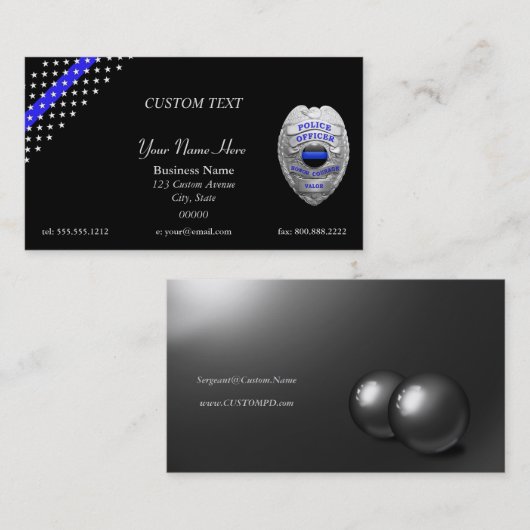 Thin Blue Line Custom Patch en Badge Visitekaartje (Voorkant / Achterkant)