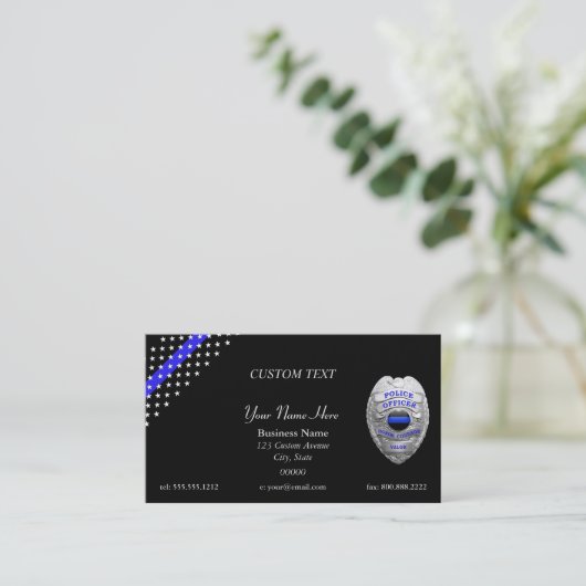 Thin Blue Line Custom Patch en Badge Visitekaartje (Staand voorkant)