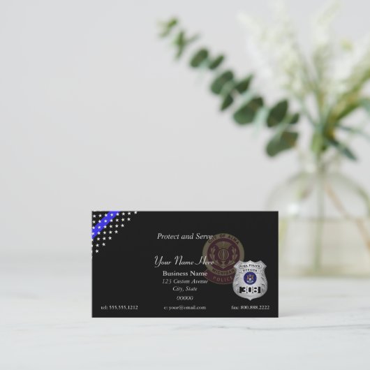 Thin Blue Line Custom Patch en Badge Visitekaartje (Staand voorkant)