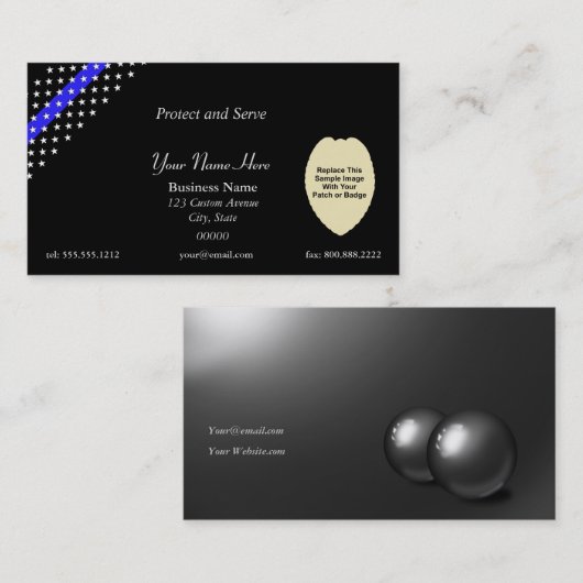 Thin Blue Line Custom Patch en Badge Visitekaartje (Voorkant / Achterkant)
