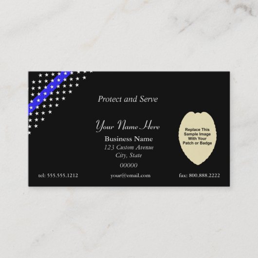Thin Blue Line Custom Patch en Badge Visitekaartje (Voorkant)