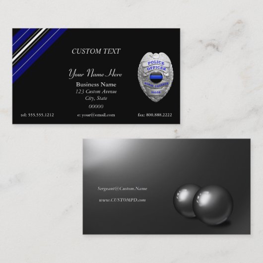 Thin Blue Line Custom Patch en Badge Visitekaartje (Voorkant / Achterkant)