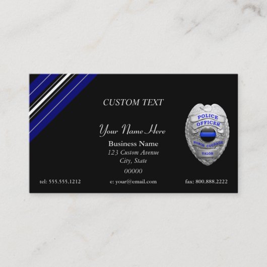 Thin Blue Line Custom Patch en Badge Visitekaartje (Voorkant)