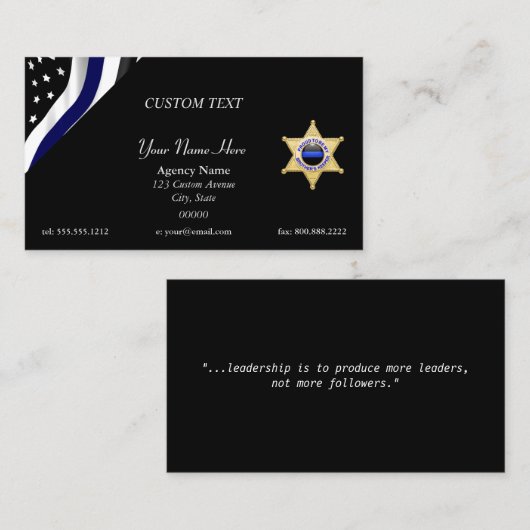 Thin Blue Line Custom Quote and Badge Visitekaartje (Voorkant / Achterkant)