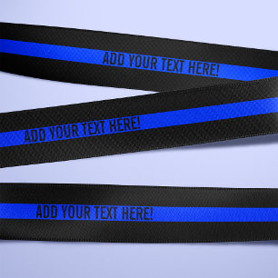 Thin Blue Line Custom Text Ribbon Satijnen Lint