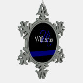 Thin Blue Line Custome Monogram kerstversiering Tin Sneeuwvlok Ornament (Links)