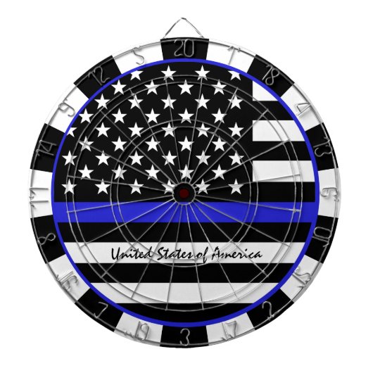 Thin Blue Line Darts & American Flag Police / Vere Dartbord (Voorkant)