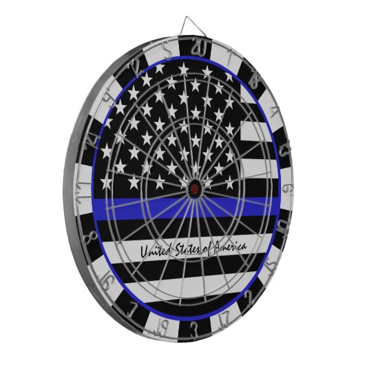 Thin Blue Line Darts & American Flag Police / Vere Dartbord (Voorkant Links)