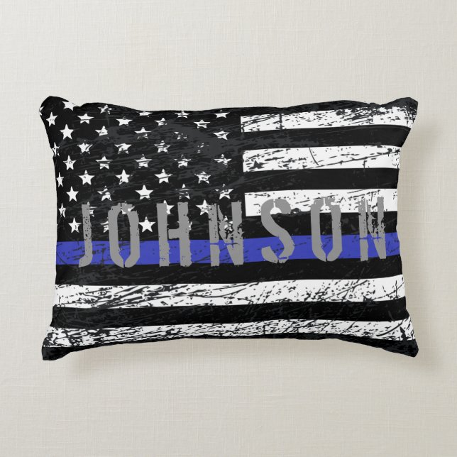 Thin Blue Line Decoratief Kussen (Voorkant)