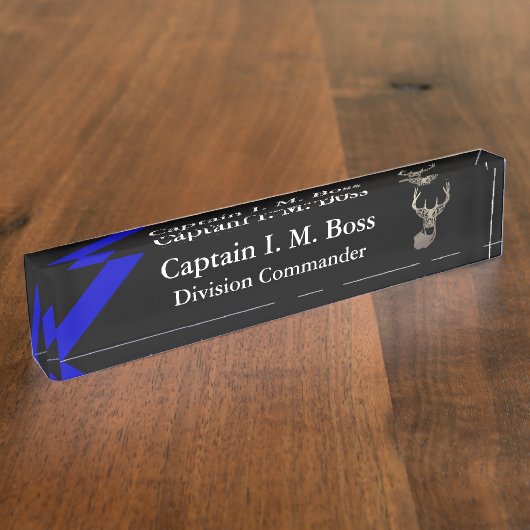 Thin Blue Line Deer Head Name Bord Naambordje (Zijkant)