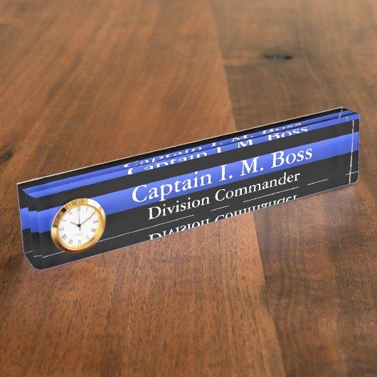 Thin Blue Line Desk Naambordje (Zijkant)