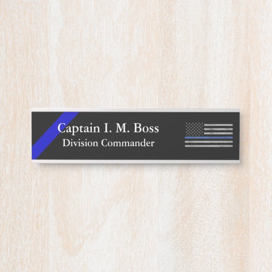 Thin Blue Line - Distress Tattered Flag Deurbordje (Voorkant)