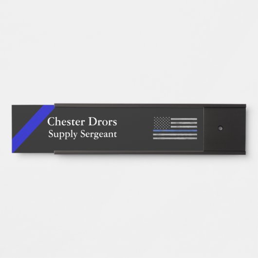 Thin Blue Line - Distress Tattered Flag Deurbordje (Voorkant)