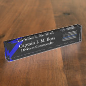 Thin Blue Line - Distress Tattered Flag Naambordje (Zijkant)