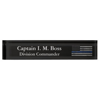 Thin Blue Line - Distress Tattered Flag Naambordje