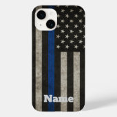 Thin Blue Line Distressed American Flag Phone Case (Achterkant)