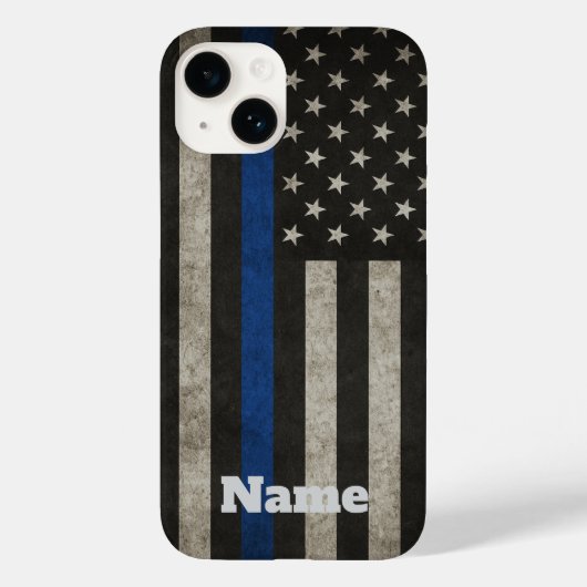 Thin Blue Line Distressed American Flag Phone Case (Achterkant)