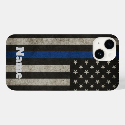 Thin Blue Line Distressed American Flag Phone Case (Achterkant (horizontaal))