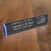 Thin Blue Line - Distsed Tattered Flag Name plat Naambordje (Zijkant)