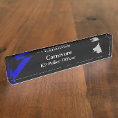 Thin Blue Line - Distsed Tattered Flag Name plat Naambordje (Zijkant)