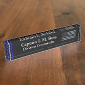 Thin Blue Line - Distsed Tattered Flag Name plat Naambordje (Zijkant)