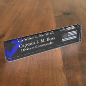 Thin Blue Line - Distsed Tattered Flag Name plat Naambordje (Zijkant)