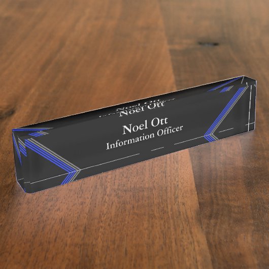 Thin Blue Line - Elegant Design Name Bord Naambordje (Zijkant)