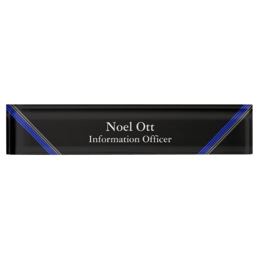 Thin Blue Line - Elegant Design Name Bord Naambordje (Voorkant)