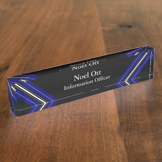 Thin Blue Line - Elegant Design Name Bord Naambordje (Zijkant)