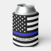 Thin Blue Line en American Flag Police / USA kanto Blikjeskoeler (Blikje Voorkant)