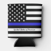 Thin Blue Line en American Flag Police / USA kanto Blikjeskoeler (Voorkant)