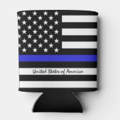 Thin Blue Line en American Flag Police / USA kanto Blikjeskoeler (Achterkant)