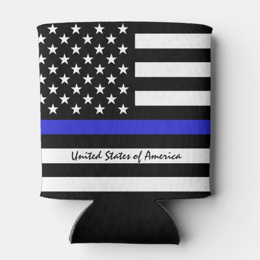 Thin Blue Line en American Flag Police / USA kanto Blikjeskoeler (Achterkant)