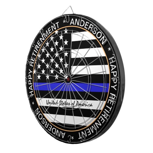 Thin Blue Line en American Flag Police / USA kanto Dartbord (Voorkant Rechts)