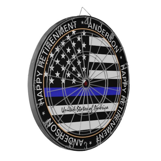 Thin Blue Line en American Flag Police / USA kanto Dartbord (Voorkant Links)