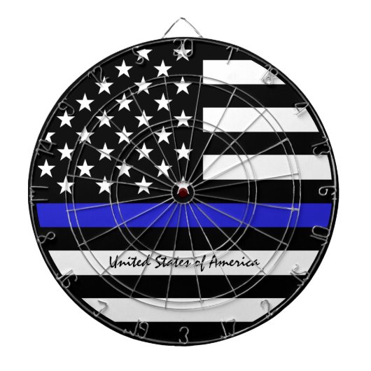 Thin Blue Line en American Flag Police / USA kanto Dartbord (Voorkant)