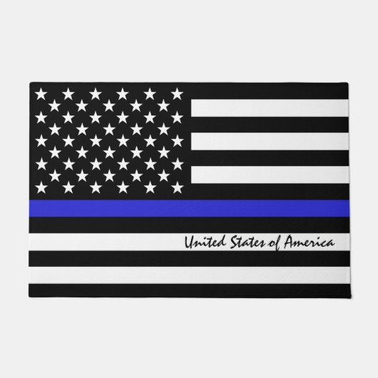 Thin Blue Line en American Flag Police / USA kanto Deurmat (Voorkant)