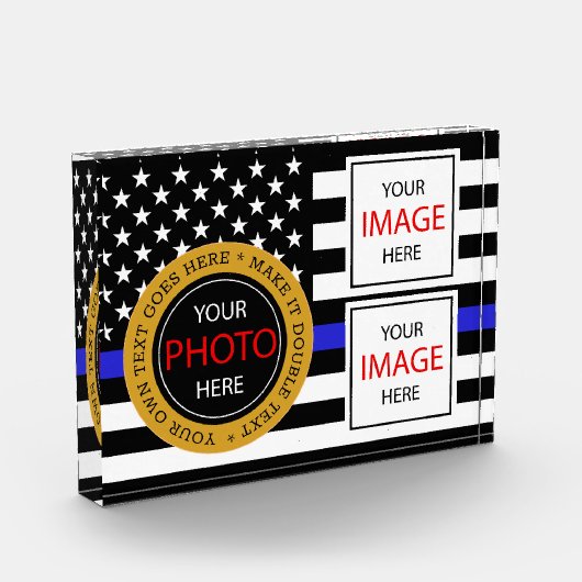 Thin Blue Line en American Flag Police / USA kanto Fotoblokken (Links)