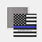 Thin Blue Line en American Flag Police / USA kanto Magneet (Voorkant / Achterkant)