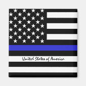 Thin Blue Line en American Flag Police / USA kanto Magneet (Voorkant)