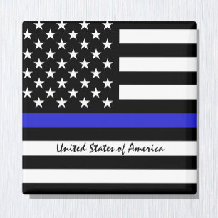 Thin Blue Line en American Flag Police / USA kanto Magneet