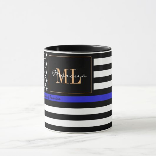 Thin Blue Line en American Flag Police / USA kanto Mok (Midden)