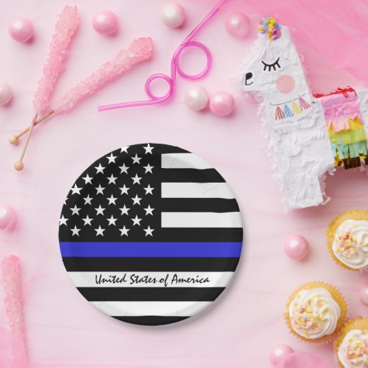Thin Blue Line en American Flag Police / USA kanto Papieren Bordje (Feest)