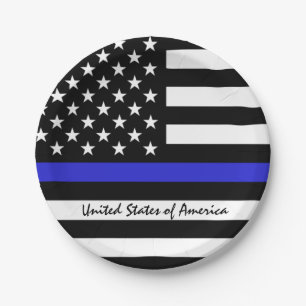 Thin Blue Line en American Flag Police / USA kanto Papieren Bordje