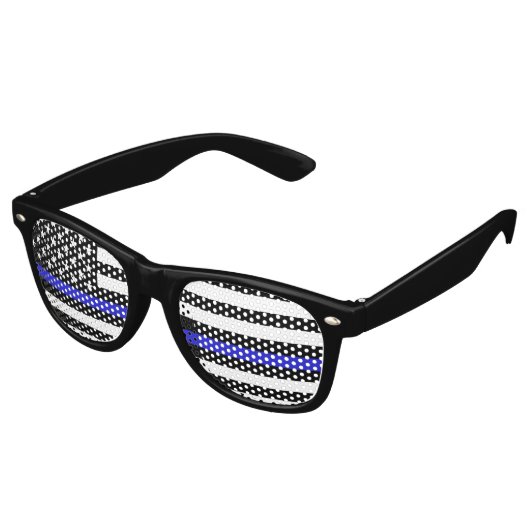 Thin Blue Line en American Flag Police / USA kanto Retro Zonnebril (Gekanteld)