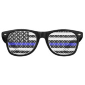 Thin Blue Line en American Flag Police / USA kanto Retro Zonnebril (Voorkant)