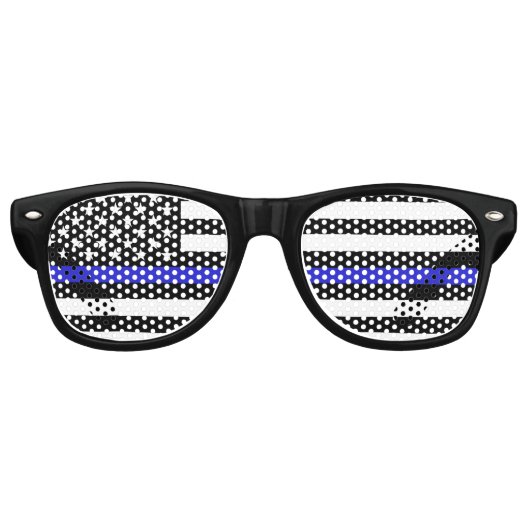 Thin Blue Line en American Flag Police / USA kanto Retro Zonnebril (Voorkant)