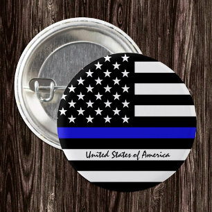 Thin Blue Line en American Flag Police / USA kanto Ronde Button 3,2 Cm